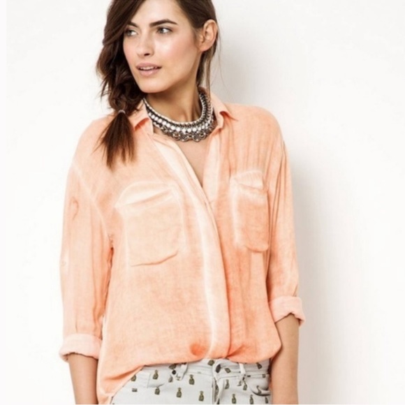 Anthropologie Cloth Stone Ombre Button Down Shirt - Picture 2 of 9